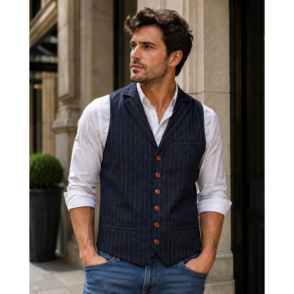 Tommy Hilfiger Men's XXL Navy Pinstripe Suit Vest Waistcoat NWT